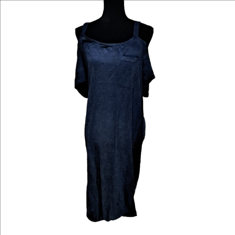 Cloth & Stone Asymmetrical Denim Blue Soft T-shirt Dress, Large, Wore 1x